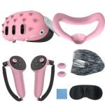 Gamax Meta Quest 3 Hexagon Flat Silicone Protective Case Set - Pink