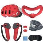 Gamax Meta Quest 3 Hexagon Flat Silicone Protective Case Set - Red