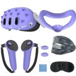 Gamax Meta Quest 3 Hexagon Flat Silicone Protective Case Set - Purple
