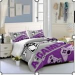 Purple & Gray PS1 joystic logos Creative Fashionable Unique Design Bed & Pillow Sheet