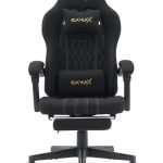 Gamax Model BS-6306 Adjustable Fabric Gaming Chair with Lumbar Support & Foot Rest - Black ( Installation not Included )