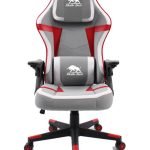 BLACK BULL Gaming Chair With Headrest Up & Down Slide Adjustable and Moveable Armrest, Woven Fabric, Light Grey White & Red ( Installation not included )