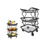 3 Layer Adjustable Foldable Movable Storage Rack for Kitchen Use