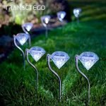 Pack of 4 LED Color Changing Solar Power Diamond Shaped Garden light.