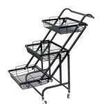 3 Tier Adjustable & Foldable Kitchen Storage Metal Rack Organizer Trolley with Wheels