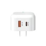 Wekome WP-U117 20W Type-C / USB-C + USB Fast Charging Travel Charger Power Adapter with Light, US Plug
