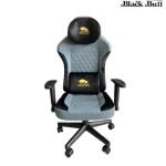 Gaming Chair With Molded Headrest Up & Down - Fabric , light grey+white+red by Black Bull