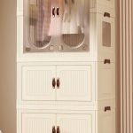 Home Kid Clothes Toy Organizer Folding Plastic Storage box Cabinet with 10 clothes hanger  66X43X143 CM
