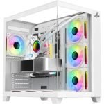PC Case SHARX PROFIN ATX Min-Tower Gaming PC Case, With 7X 120mm Pre-Installed  ARGB Fans Model XI700W,White