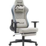 Gamax Gaming Chair model BS-7970 with Foot Rest - Light Gray ( Installation not included )