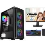 Bundle GAMING PC Core i5-11400F, GTX 1650 , 16GB RAM With ASUS VA24EHF Eye Care Gaming Monitor – 24-inch (23.8-inch viewable), IPS, Full HD, Frameless, 100Hz, Adaptive-Sync, 1ms MPRT, HDMI,&  Sades Gaming Combo Battle Ram