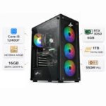 كمبيوتر الألعاب بمعالج إنتل كور آي ٥-١٢٤٠٠ إف، كارت شاشة آر تي إكس ٣٠٥٠ بسعة ٦ جيجابايت، رامات ١٦ جيجابايت دي دي آر٤، هارد إن ڤي إم إي بسعة ١ تيرابايت، ويندوز ١١