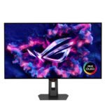 شاشة ألعاب مسطحة Asus Rog Strix XG XG32UCWMG OLED مقاس 32 بوصة، تدعم وضعَي 4K بمعدل تحديث 240 هرتز أو FHD بمعدل تحديث 480 هرتز، وزمن استجابة 0.03 مللي ثانية، متوافقة مع معيار VESA DisplayHDR - أسود