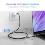 ⁦كابل UGREEN USB-C إلى USB-C دائري بطول 1 متر، بموصلات ألمنيوم مطلية بالنيكل، لون رمادي-أسود الموديل US261 – US261-50150⁩ - الصورة ⁦3⁩