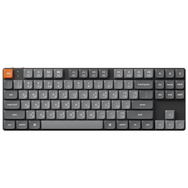 وحة مفاتيح جيمنج ميكانيكية لاسلكية Keychron K1 Max بحجم TKL بنسبة 80 بالمئة مع إضاءة RGB وقابلية تبديل السويتشات ودعم QMK و VIA وسويتشات Gateron Red منخفضة الارتفاع باللون الأسود تخطيط إنجليزي عربي