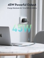 ⁦راف باور RP-PC1099 GaN 5.0 شاحن حائط ثنائي المنافذ PD 45 واط أسود⁩ - الصورة ⁦6⁩