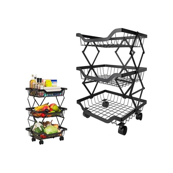 3 Layer Adjustable Foldable Movable Storage Rack for Kitchen Use - Level UpLevel UpSmart Devices501667