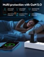 ⁦راف باور RP-PC1099 GaN 5.0 شاحن حائط ثنائي المنافذ PD 45 واط أسود⁩ - الصورة ⁦4⁩