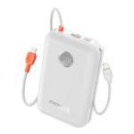 بنك طاقة بروميت فائق الصغر بسعة 30000 مللي أمبير، بقوة 35 واط، مزود بكابل USB-C وكابل Lightning مدمجين - أبيض