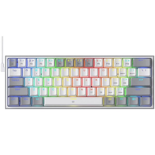 كيبورد قيمنق ميكانيكي ريدراجون K617 فيز 60% سلكي RGB - أبيض/رمادي