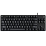 لوجيتيك كيبورد الالعاب الميكانيكية بتوصيل سلكي موديل G413 TKL SE , اغطية مفاتيح PBT Tactile, تدعم اللغة العربية بأضاءة خلفية بيضاء - اسود