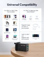 ⁦راف باور RP-PC1099 GaN 5.0 شاحن حائط ثنائي المنافذ PD 45 واط أسود⁩ - الصورة ⁦3⁩