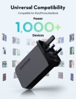 ⁦راف باور RP-PC1095 GaN شاحن حائط ثنائي المنافذ PD 100 واط أسود⁩ - الصورة ⁦3⁩