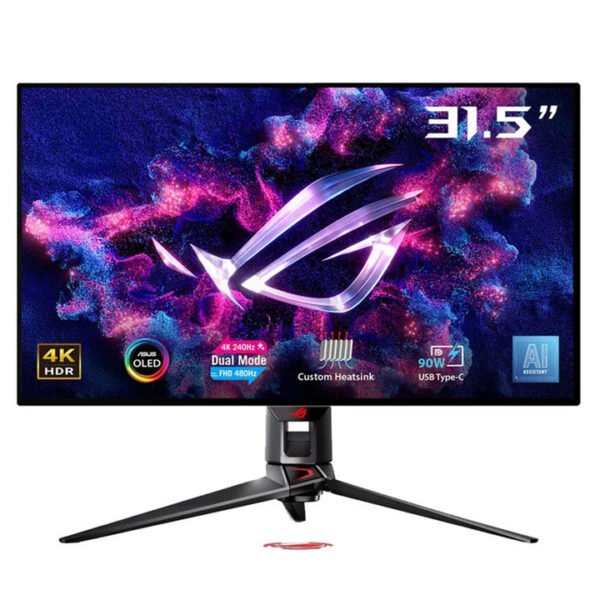 اسوس روج سويفت اوليد شاشة العاب مسطحة موديل PG32UCDP , حجم 32 انش دقة ( 4K بمعدل تحديث 240 هيرتز أو FHD بمعدل تحديث 480 هيرتز  ) , سرعة استجابة 0.03 ملي ثانية , مخرج HDMI 2.1 ,دعم FreeSync Premium Pro, G-SYNC - اسود