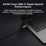 ⁦كابل بيسيوس إيكوفلو رابيد برو من USB-C إلى USB-C بطول 1.8 متر و240 واط – أسود⁩ - الصورة ⁦2⁩