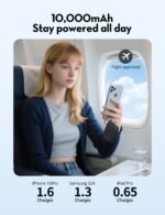 ⁦راف باور Air RP-PB1224 باور بانك 10,000 ملي أمبير 20 واط 3 منافذ - أسود⁩ - الصورة ⁦4⁩