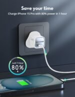 ⁦راف باور RP-PC1056 ميني شاحن USB-C GaN بقوة 30 واط ابيض— RP-PC1056W⁩ - الصورة ⁦3⁩