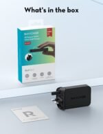 ⁦راف باور RP-PC1095 GaN شاحن حائط ثنائي المنافذ PD 100 واط أسود⁩ - الصورة ⁦2⁩
