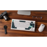 ⁦لوحة مفاتيح جيمنج ميكانيكية لاسلكية Keychron Q1 HE بحجم 75 بالمئة مع إضاءة RGB ومقبض تحكم وسويتشات مغناطيسية Gateron Double Rail Nebula بلون Shell White تخطيط إنجليزي عربي⁩ - الصورة ⁦4⁩