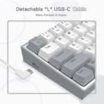 ⁦كيبورد قيمنق ميكانيكي ريدراجون K617 فيز 60% سلكي RGB - أبيض/رمادي⁩ - الصورة ⁦5⁩