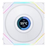 ⁦مراوح LIAN LI UNI FAN SL Wireless LCD Reverse Blade 120mm ARGB مع شاشة LCD بحجم 1.6 بوصة – عبوة 3 مراوح – أبيض⁩ - الصورة ⁦2⁩