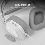 ⁦Corsair HS80 RGB Wired Gaming Headset - White⁩ - الصورة ⁦2⁩