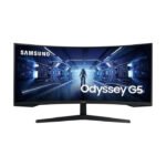 شاشة سامسونج أوديسي G55T برو للألعاب، مقاس 34 بوصة، بدقة WQHD 2K (3440 × 1440)، ومعدل تحديث 165 هرتز، وزمن استجابة 1 مللي ثانية، ولوحة VA منحنية - أسود LC34G55TWWMXUE