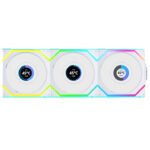 مراوح LIAN LI UNI FAN SL Wireless LCD Reverse Blade 120mm ARGB مع شاشة LCD بحجم 1.6 بوصة – عبوة 3 مراوح – أبيض
