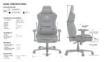 ⁦كرسي الألعاب AndaSeat Novis Series المريح – مقاس XL  فايبررمادي | مناسب لطول 165–210 سم | وزن 35–120 كجم⁩ - الصورة ⁦10⁩