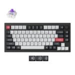 ⁦لوحة مفاتيح جيمنج ميكانيكية لاسلكية Keychron Q1 HE بحجم 75 بالمئة مع إضاءة RGB ومقبض تحكم وسويتشات مغناطيسية Gateron Double-Rail Magnetic Nebula بلون Carbon Black تخطيط إنجليزي عربي⁩ - الصورة ⁦5⁩