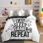 طقم شراشف سرير ومخدات بتصميم دائرة الحياة الأبيض العصري والفريد (White Life circle Creative Fashionable Unique Design Bed & Pillow Sheet)