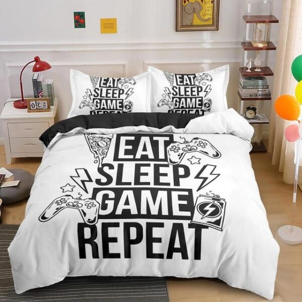 طقم شراشف سرير ومخدات بتصميم دائرة الحياة الأبيض العصري والفريد (White Life circle Creative Fashionable Unique Design Bed & Pillow Sheet)