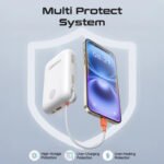 ⁦بنك طاقة بروميت فائق الصغر بسعة 30000 مللي أمبير، بقوة 35 واط، مزود بكابل USB-C وكابل Lightning مدمجين - أبيض⁩ - الصورة ⁦3⁩