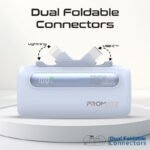 ⁦Promate 5000mAh Ultra-Compact fast charging Power Bank with Dual Folding USB-C & Lightning Connector - Blue⁩ - الصورة ⁦5⁩