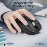 ⁦بروميت ماوس لاسلكي ثلاثي الاتصال مع بطارية قابلة للشحن, يدعم 2.4 جيجاهرتز وبلوتوث مزدوج, بدقة 800 / 1600 / 2400 / 3200 نقطة لكل بوصة, أسود⁩ - الصورة ⁦6⁩