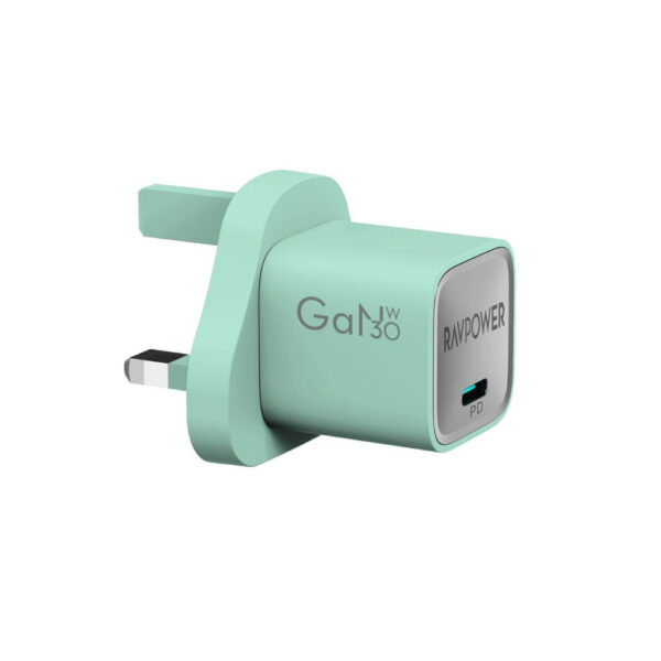 راف باور RP-PC1056 ميني شاحن USB-C GaN بقوة 30 واط اخضر— RP-PC1056G