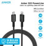 Anker 322 USB-C to Lightning Cable Braided (0.9m/3ft) -Black A81B5H11 - Level UpAnkerCharging Cable194644114510