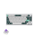 ⁦لوحة مفاتيح جيمنج ميكانيكية لاسلكية Keychron Q1 HE بحجم 75 بالمئة مع إضاءة RGB ومقبض تحكم وسويتشات مغناطيسية Gateron Double Rail Nebula بلون Shell White تخطيط إنجليزي عربي⁩ - الصورة ⁦2⁩