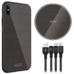Nillken Fancy Set Wireless Charge 3in1 Cable & Case Black Compatible with Iphone XS