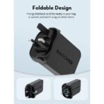 ⁦راف باور RP-PC1079 PD Pioneer شاحن حائط ثنائي USB-C بقوة 65 واط أسود⁩ - الصورة ⁦2⁩